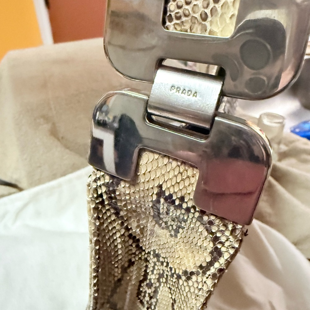 Prada Gold/Brown Python Snake Print Shoulder Bag - image 13